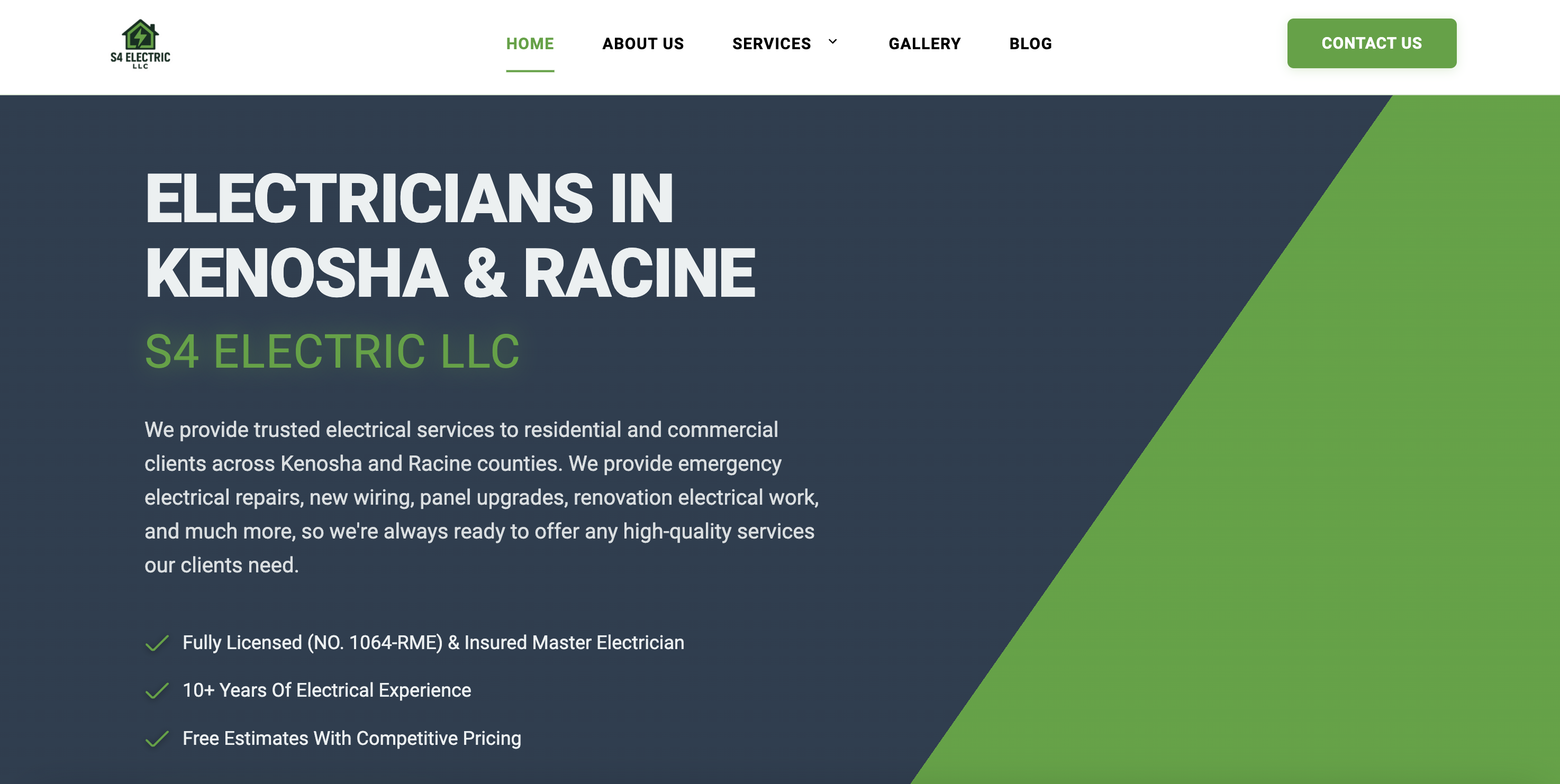 S4 Electric website built by Electrician Web Design