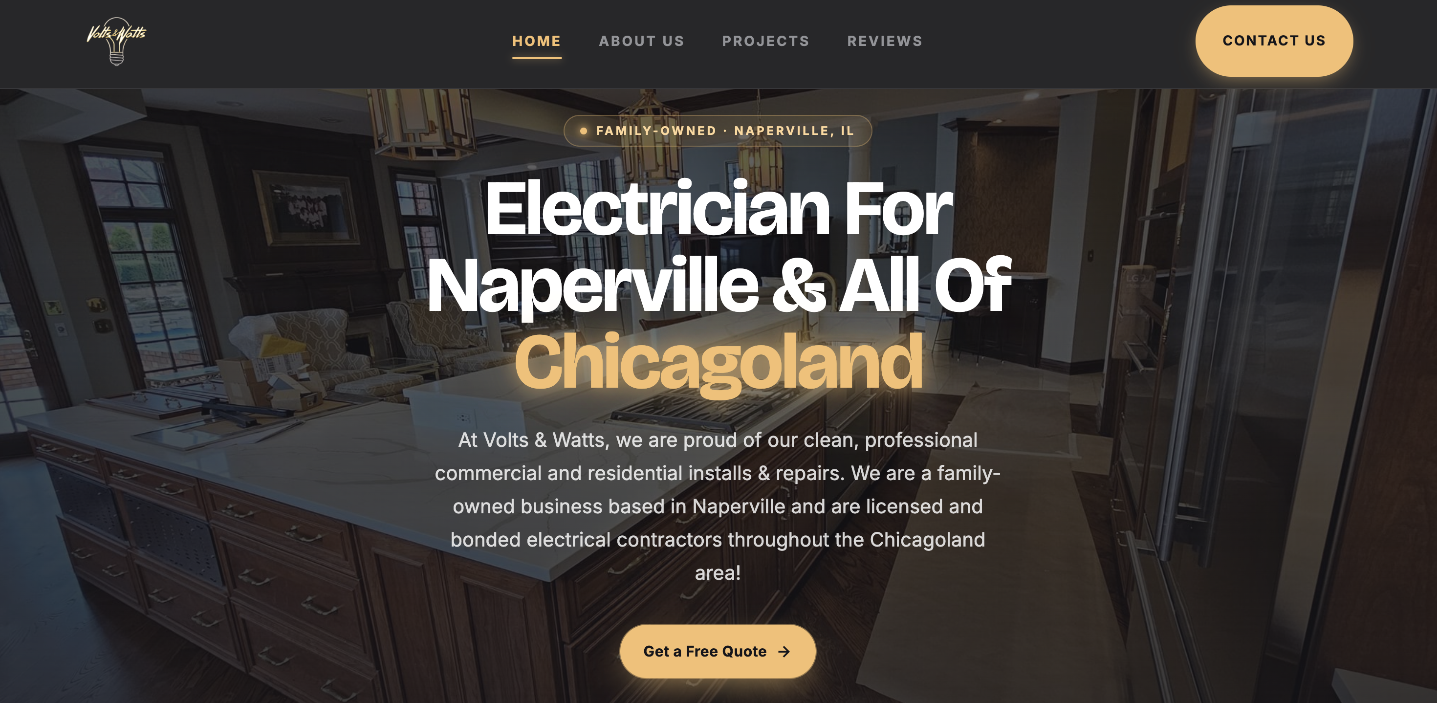 Volts & Watts electrician website built by Electrician Web Design